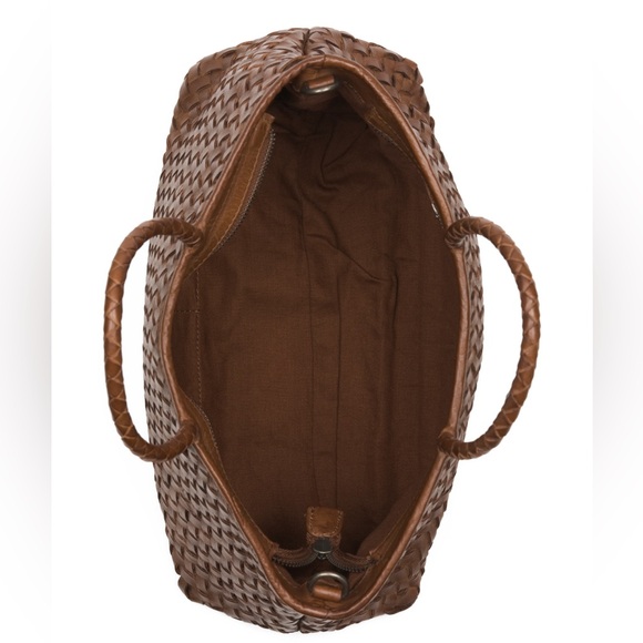 NWT Imported  Vintage Handwoven Leather Mesh Tote Bag - Picture 6 of 6